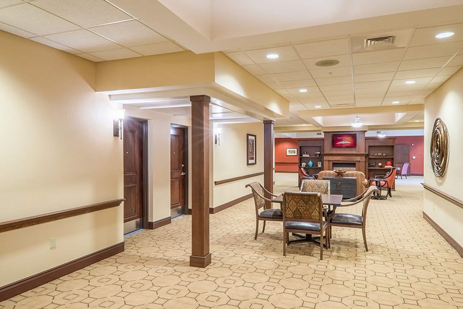 buffalo-crossing-hallway-with-fireplace